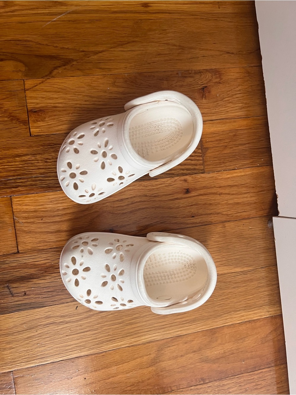 Baby White Floral Crocs - Comfortable Slip-On Shoes